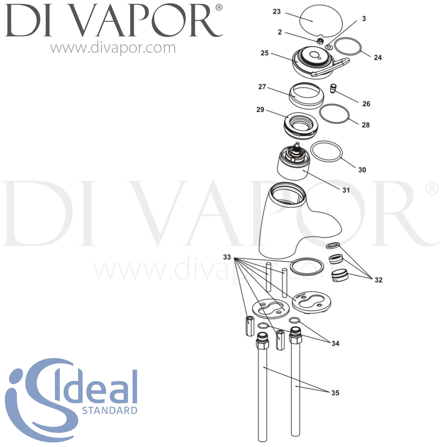 Ideal Standard Halo Bath Filler Rim Mounted SL Spare Parts - IDL DV 231